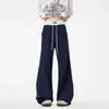 Nuevos y versátiles pantalones de chándal pesados de estilo americano con pierna curva, unisex, colección primavera/otoño, corte holgado, pierna recta, pierna ancha, pantalones largos casuales