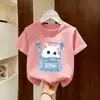 Camiseta de Verano Nueva de Manga Corta de Algodón Puro a la Moda para Niñas Jóvenes, Lindo Top de Verano Estilo Coreano