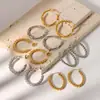 Pendientes de acero de titanio estilo Ins, pendientes de torsión elegantes, pendientes de círculo en forma de C, pendientes de acero inoxidable color oro de 18k, pendientes