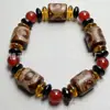 Pulseira de Ágata Dzi Olho Três Olhos Nove Olhos do Tibete Estilo Tibetano Étnico Contas Cilindricas Fosqueadas Antigas Corda de Mão Atacado