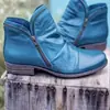 Nuevas Botas de Tobillo de Punta Redonda con Tacón Grueso y Cremallera Doble Lateral para Mujer 2020 wish Botas Martin Transfronterizas