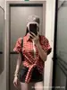 Chaqueta Camisa de Cuadros Rojos Estilo Retro Americano Hermosa para Primavera y Verano para Mujer 2026 Nuevo Estilo Elegante Camisa Top de Manga Corta para Mujer
