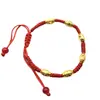Pulsera de Cuerda Roja Chapada en Oro Seis Cuentas Cuerda Roja para la Mano Joyería para Parejas de Este Año Venta Directa de Fábrica Precio Bajo Venta Directa