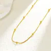 Collar de Cadena de Bolas de Acero de Titanio para Mujer, Joyería de Acero de Titanio, Galvanoplastia Ecológica