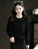 Suéter cárdigan de dos piezas Andy de terciopelo con botones de perlas y cuentas, nueva prenda exterior casual de otoño e invierno, top de punto elegante