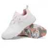 Zapatos de golf para hombre y mujer, cómodos e impermeables, con cordones retráctiles de perilla automática, tacos fijos antideslizantes, zapatillas para exteriores