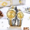 CHENXI Relógio de Casal de Negócios Calendário Relógio Masculino e Feminino Explosões Comércio Exterior Transfronteiriço Relógio de Quartzo com Pulseira de Aço e Diamantes