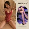Body Sexy de Encaje Tentación para Mujer Entrepierna Abierta Caliente Hueco Transparente Uniforme Ropa de Dormir 6443