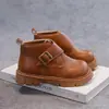 Botas Martin para Meninas de 6 a 12 Anos, Botas de Couro Estilo Britânico para Outono e Inverno, Botas Curtas Infantis, Botas Antiderrapantes com Solado Macio, Botas Cavaleiro Negro