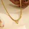 Collar de Cadena de Serpiente de Color Acero Titanio Nuevo Europeo y Americano para Mujer Lujo Ligero Acero Inoxidable Chapado Electroquímico PVD Impermeable Resistente al Color Gargantilla