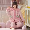 Pijamas de manga larga para niñas, otoño e invierno, de forro polar coral grueso y cálido, ropa de casa, traje de dibujos animados, franela para niñas