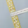 4cm Nuevo Estilo Étnico Bordado con Lentejuelas Encaje Adorno Encaje Vintage Malla Base Hilo Dorado Accesorios para Ropa