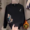 Moletom masculino estiloso estilo chinês de manga longa com estampas florais e de pássaros, adequado para primavera, outono e inverno, corte solto, gola redonda, casual, jaqueta com forro de fleece