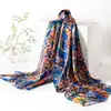 Bufanda Grande con Estampado de Flores Azules y Naranjas para Regalo de Cumpleaños de Mamá, Bufanda Larga Versátil y de Moda para Protección Solar, Chal Cálido y de Protección Solar para Mujeres