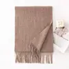 Cachecol de Lã para Mulheres 2026 Outono e Inverno Novo Estilo Cinza Mocha Cor Sólida Cachecol de Lã com Franjas para Homens Versátil de Alta Qualidade Quente para o Pescoço