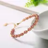 Pulsera Cadena Alambre Envuelto Suerte y Longevidad Pulsera de Cristal de Fresa Cadena de Círculo Único Colgante DIY Transmisión en Vivo Compra al por Mayor