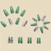 Planta Verde Flor Uñas Largas de Ballet Moda Europea y Americana Venta Caliente Uñas Postizas Venta al por Mayor Estilo Ins Uñas Portátiles Removibles