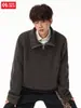 Suéter Hanlu estilo japonês retrô com gola alta e meio zíper para homens, versão outono e inverno, estilo "old money", textura simples, tricô quente
