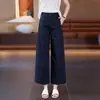 Pantalones Cropped de Cintura Alta Estilo Traje Pierna Ancha Estrecha 2026 Verano Nuevos Ajuste Holgado Rectos Caída Casual para Mujeres Petites