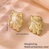 Pendientes de Hojas de Acero Inoxidable Chapados en Oro Estilo INS Moda Pendientes Distintivos de Hojas de Acero Inoxidable Pendientes Europeos y Americanos