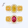 Anillo Huevo de Paloma Incrustado con Diamantes Estilo Corte Francés de Oro Brillante 24K de la Tienda de Oro Puzuo, Anillo de Alta Gama para Mujer, Regalo para Novia