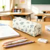 Estuche para Lápices Estudiante Estilo Nuevo Lazo Transfronterizo, Bolsa de Almacenamiento Pequeña Floral Simple, Organizador de Escritorio de Gran Capacidad para Papelería
