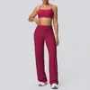 Conjunto de Calça Esportiva Sexy com Suspensório, Costas Bonitas, Cintura Alta, Levanta Bumbum, Solta, Reta, Secagem Rápida para Corrida, Yoga, Fitness Feminino