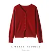 24 Nuevo Estilo Otoño e Invierno Cárdigan de Punto de Cachemira Chaqueta de Manga Larga para Mujer Cuello en V Color Sólido de un Solo Botón Moda Versátil Traje