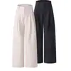 Pantalones de traje para hombre de nuevo estilo, pantalones de pierna ancha modernos y elegantes, de cintura alta, corte holgado y con buena caída