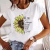 Camiseta Feminina de Verão com Estampa Moda Casual Manga Curta Roupas Femininas Imagem Feminina