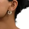 Versión Japonesa y Coreana de Exquisito, Elegante y de Gama Alta Clip de Oreja Geométrico con Incrustaciones de Perla de Imitación y Circonita Lazo para Uso Diario, Banquetes y Fiestas