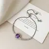 Moda Minimalista Estilo Francés, Lujo Ligero, Pulsera de Circonita Morada de Gama Alta, Diseño Elegante de Nicho, Joyería Versátil Personalizada