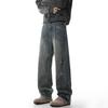 Calça Jeans Splash Ink Masculina 2025 Nova Moda Outono e Inverno Marca Fashion Solta Estilo Americano High Street Lavada Velha Reta