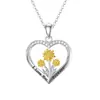 Colar com Pingente de Flor Bonita em Formato de Coração Moda Versátil Exquisito Comemorativo Novo Distintivo Criativo Brilhante Joia Colar