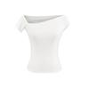 Diseño Hombro Camiseta de Manga Corta para Mujer Verano 2025 Nueva Ajustada Adelgazante Hombro Irregular Ajustada Top Corto