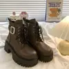 Botas Martin Estilo Británico de Suela Gruesa para Mujer 2026 Nuevas Botines Cortos Otoño/Invierno para Mujeres Petitas Negro con Cordones