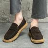 Mocasines de verano transpirables esmerilados de lobo de Xinjiang del norte para hombre, zapatos slip-on realzados, estilo coreano, zapatos de cuero casuales, cabello