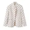 Atacado europeu e americano outono 2026 novo moda feminina elegante poá gola alta acinturado slim-fit estilo executivo blazer