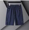 Shorts Esportivo Casual de Seda Gelada Solto e Fluido para Homens, Verão, Secagem Rápida, Cinco Pontos, para Homens Fortes