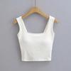 Chaleco corto cruzado sexy de verano 2024, estilo Spice Girl, ropa de mujer con cuello cuadrado y tirantes acolchados en el pecho, top popular en Internet.