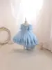 2026 Novo Modelo Vestido Longo Infantil para Daminha Vestido de Princesa Tule Bufante Vestido para Apresentação de Anfitriã Infantil Roupa para Performance de Piano
