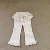 ¡Nuevos Pantalones de Niña Estilo Primavera y Otoño! Ropa Infantil Nueva en Stock Estilo Coreano, Pantalones Acampanados Infantiles Estilo Otoño con Bordes Fruncidos para Bebés Niñas