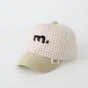 Gorra de Béisbol Infantil con Bloques de Color, Estilo Coreano, Elegante Gorra con Visera de Media Malla y Estampado de Houndstooth, Gorra de Sol de Moda para Bebé de Verano, Transfronterizo