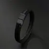Pulseira Preta de Corda de Couro Personalizada com Escamas de Peixe Marca da Moda Pulseira Simples Masculina Joia de Mão Punk Retro Tendência Meninos Pretos