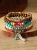 Pulseira Árvore da Paz Estilo Europeu e Americano Transfronteiriça Conjunto de Várias Peças Pulseira de Contas de Madeira Vintage Simples Masculina Empilhável Personalizada