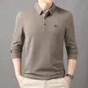 Camisa Polo de Manga Larga sin Costuras para Hombre de Otoño, Top Casual Simple para Hombre, Camiseta de Capa Base al por Mayor