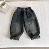 Nausicaä do Vale do Vento 2025 Inverno Novas Calças Infantis Jeans Patchwork Modernas e Descoladas para Meninos com Forro de Lã e Calças Longas Espessas com Letra