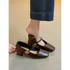 Zapatos Mary Jane de estilo delicado con una sola hebilla, puntera cuadrada retro, tacón grueso, zapatos de piel suave, versátiles zapatos bajos para mujer para ir al trabajo
