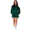 211336 Conjunto de dos piezas de suéter con capucha de manga larga de color sólido para mujer, pantalones cortos casuales de moda de otoño e invierno transfronterizos de Europa y América