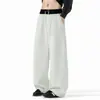 Pantalones de chándal de pierna recta de peso pesado con caída, de marca americana a la moda, con cintura de bloques de color personalizados para hombre y mujer, holgados y adelgazantes para otoño, estilo deportivo casual